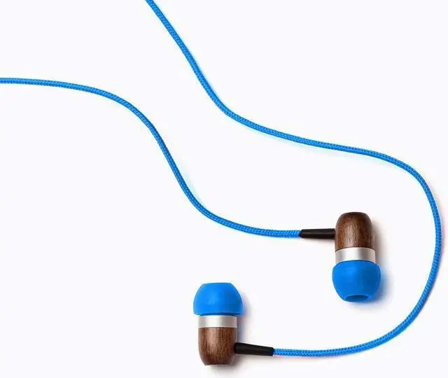 Alt view image 2 of 6 - Symphonized GLXY Premium Genuine Wood in-Ear Noise-isolating Headphones with Mic and Nylon Cable (Blue)