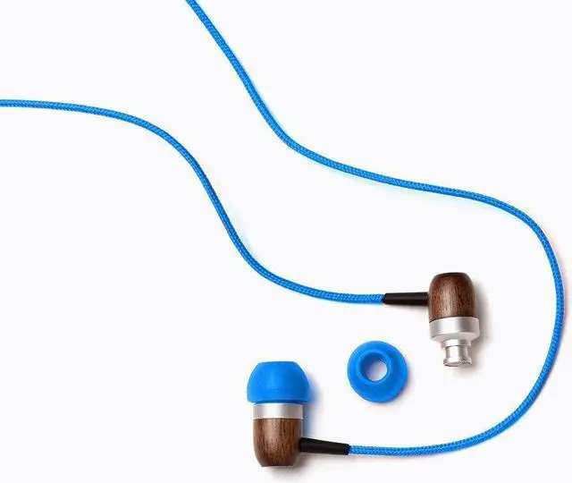 Alt view image 3 of 6 - Symphonized GLXY Premium Genuine Wood in-Ear Noise-isolating Headphones with Mic and Nylon Cable (Blue)