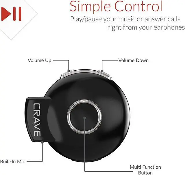 Alt view image 4 of 7 - Crave Octane Sport Wireless Bluetooth Earphones, in-Ear Sweat and Water Resistant Stereo Lightweight Headphones Earbuds Premium Sports Headset with Built-in Mic  Red