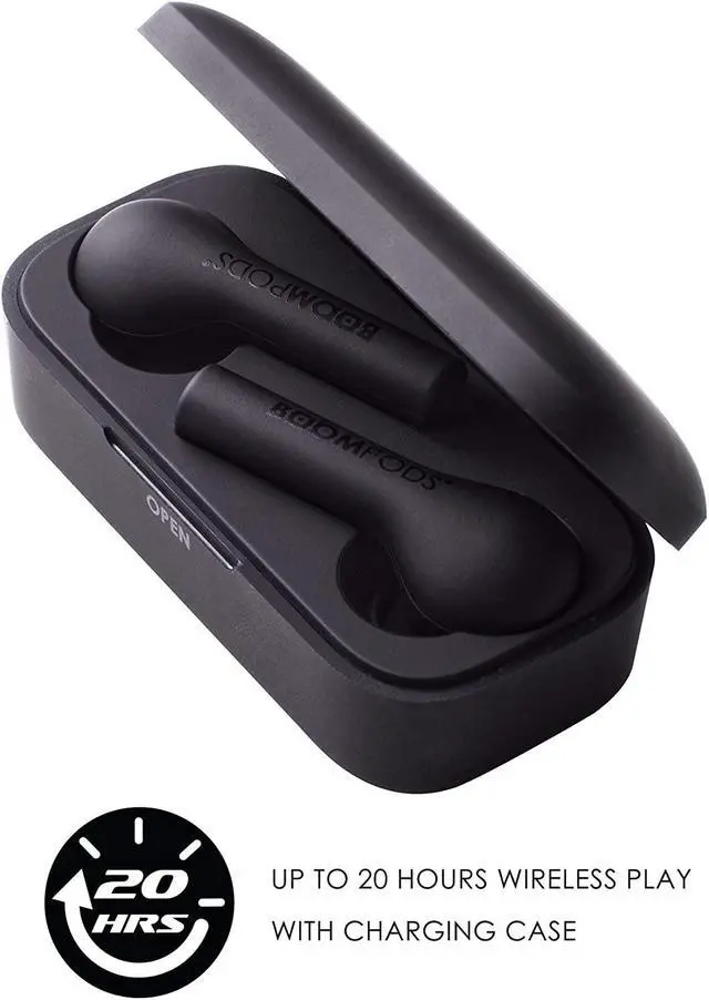 Alt view image 7 of 7 - BoomPods Bassline True Wireless Earbuds - Bluetooth in-Ear Headphones, Water/Sweat Resistant, Compact Travel Charging Case, Instant Connection, TWS (Black)