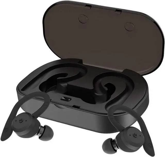 Alt view image 2 of 7 - DLW True Wireless Earbuds Bluetooth 5.0 Headphones, Sports in-Ear TWS Stereo Mini Headset w/Mic HiFi Bass IPX7 Waterproof, One Step Instant Pairing Case Noise Cancelling Earphones (Black)