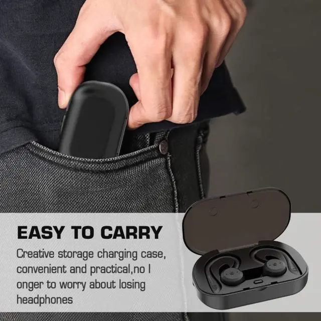 Alt view image 6 of 7 - DLW True Wireless Earbuds Bluetooth 5.0 Headphones, Sports in-Ear TWS Stereo Mini Headset w/Mic HiFi Bass IPX7 Waterproof, One Step Instant Pairing Case Noise Cancelling Earphones (Black)