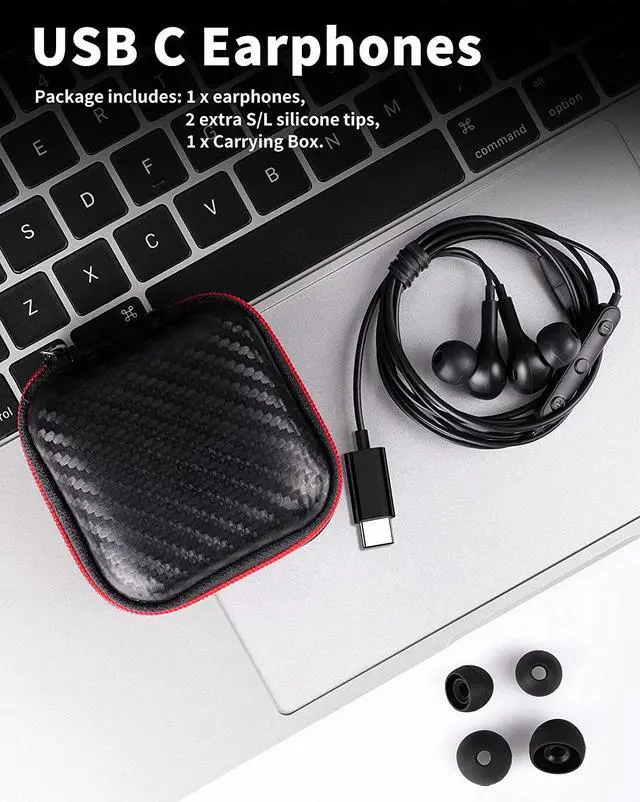 Alt view image 6 of 7 - USB C Headphone for Samsung S21 S20 FE S22 Wired Earbuds Magnetic in-Ear Type C Earphone with Microphone Volume Control Bass Stereo Noise Canceling for Galaxy Z Flip 3 Pixel 6 5 OnePlus Black