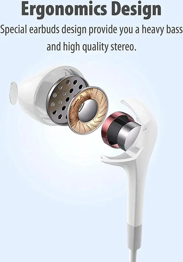 Alt view image 4 of 7 - Earbuds Earbuds 5 One Pack Wired Earbuds with Subwoofer Stereo Blocking Microphone Compatible with iPhone Android Phone Laptop Computer iPad or Any Device with 3.5mm Interface