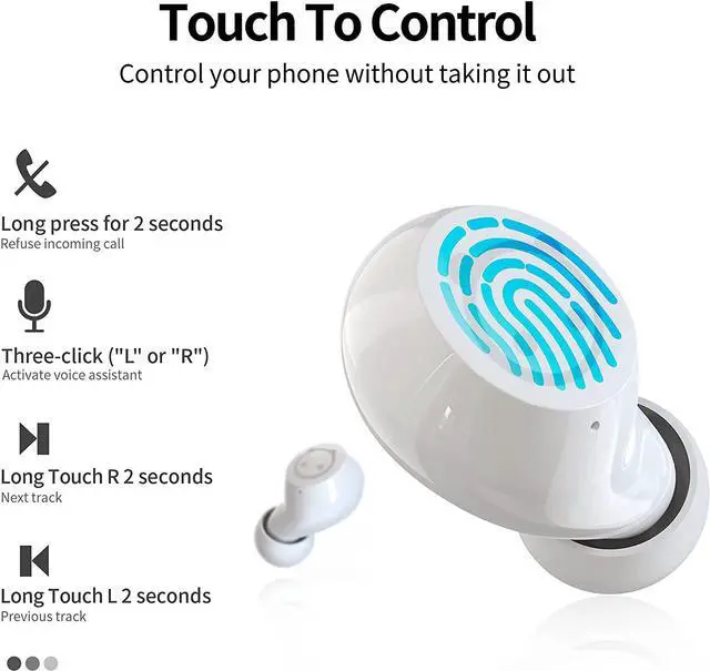 Alt view image 2 of 7 - Panda Bluetooth Earbuds, Wireless Earbuds with Charging Case IPX5 Waterproof Bluetooth Headphones Bass Sound Earphones with Mics Touch Control in-Ear Headset for Sports