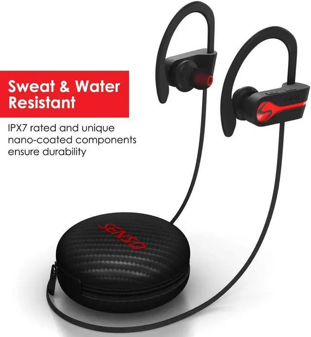 Alt view image 2 of 7 - Bluetooth Headphones, Best Wireless Sports Earphones w/Mic IPX7 Waterproof HD Stereo Sweatproof Earbuds for Gym Running Workout 8 Hour Battery Noise Cancelling Headsets
