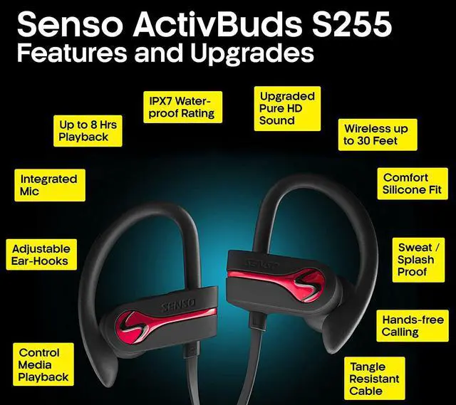 Alt view image 4 of 7 - Bluetooth Headphones, Best Wireless Sports Earphones w/Mic IPX7 Waterproof HD Stereo Sweatproof Earbuds for Gym Running Workout 8 Hour Battery Noise Cancelling Headsets