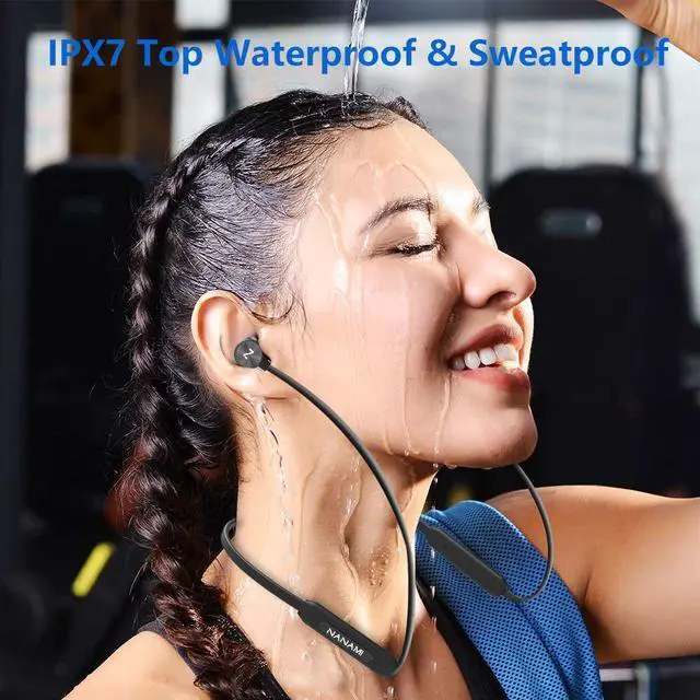Alt view image 2 of 7 - NANAMI Bluetooth Headphones Wireless Earbuds - Sports Magnetic Neckband Wireless Headsets, HiFi Stereo Deep Bass Updated Bluetooth 5.3 Earphones IPX7 Waterproof with Mic for Gym Running 24h Playtime