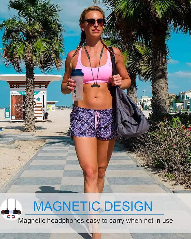 Alt view image 5 of 7 - NANAMI Bluetooth Headphones Wireless Earbuds - Sports Magnetic Neckband Wireless Headsets, HiFi Stereo Deep Bass Updated Bluetooth 5.3 Earphones IPX7 Waterproof with Mic for Gym Running 24h Playtime
