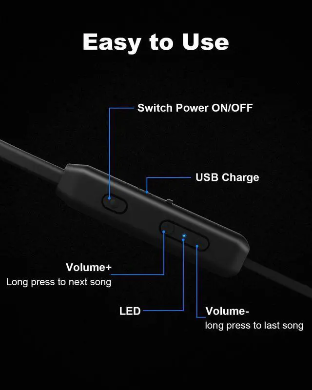 Alt view image 7 of 7 - NANAMI Bluetooth Headphones Wireless Earbuds - Sports Magnetic Neckband Wireless Headsets, HiFi Stereo Deep Bass Updated Bluetooth 5.3 Earphones IPX7 Waterproof with Mic for Gym Running 24h Playtime