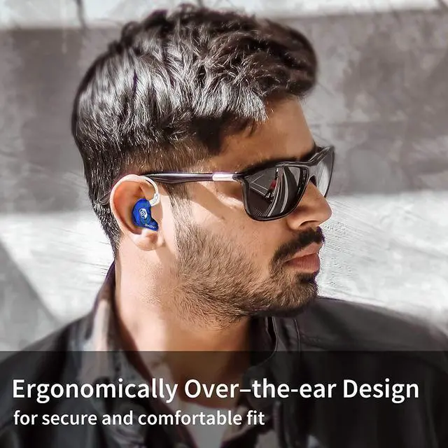 Alt view image 5 of 6 - BASN Professional in Ear Monitor Headphones for Singers Drummers Musicians with MMCX Connector IEM Earphones (Lux Clear Red Blue)