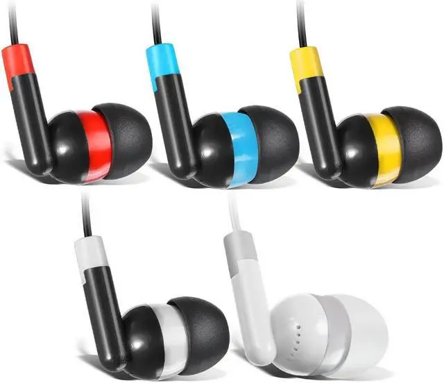 Alt view image 3 of 6 - Bulk Earbuds Headphones Wholesale Earphones KWA-19B Wired 100 Pack Disposable Ear Buds Bulk Multi Colored Headphones for School Classroom Students