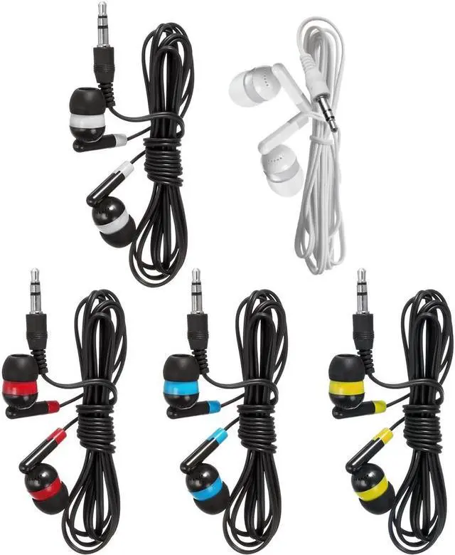 Alt view image 5 of 6 - Bulk Earbuds Headphones Wholesale Earphones KWA-19B Wired 100 Pack Disposable Ear Buds Bulk Multi Colored Headphones for School Classroom Students