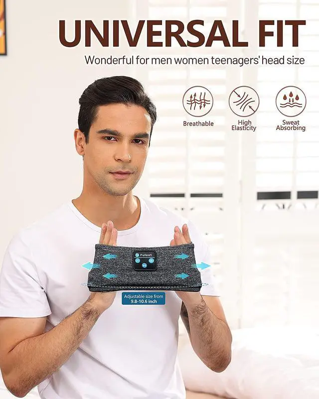 Alt view image 5 of 6 - Voerou Sleep Headphones, Bluetooth Headband,Sleeping Headphones with Ultra-Thin Speakers for Side Sleepers,Headband Headphones for Sleeping,Running,Workout,Travel,Yoga,Insomnia,Meditation