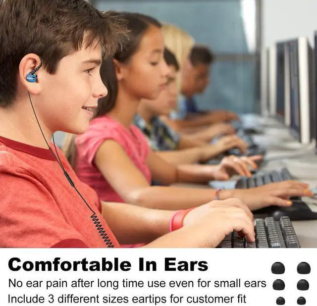 Alt view image 7 of 7 - Joymiso 16Ft Extra Long Cord Earbuds Headphones for TV PC Laptop with Mic Volume Control Spring Coil Wire & Extension Cable 3.5mm Wired Over Ear in-Ear Computer Earphones for Kids Women Small Ears