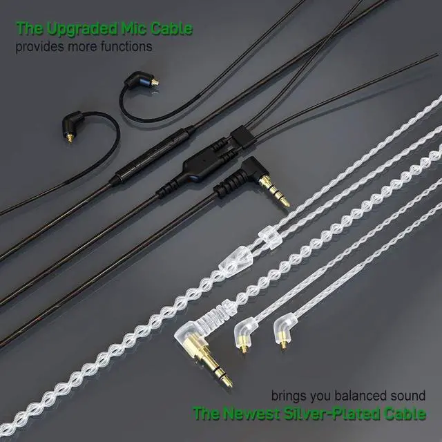 Alt view image 4 of 6 - in-Ear Monitors, BASN Bmaster Triple Driver HiFi Stereo Noise-Isolating in-Ear Headphones with Two Detachable MMCX Cables for Stage/Audio Recording (Green)