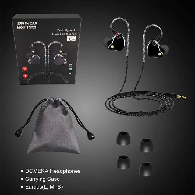 Alt view image 7 of 7 - Wired Earbuds in-Ear Headphones for Singers/Drummers/Musicians Noise Isolating Bass Driven Earphones Carry Case Ear Buds Tips MMCX 3.5MM Jack IEM Earphones ((Black UV Coating)