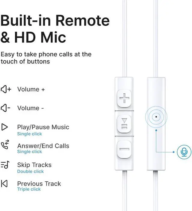 Alt view image 2 of 7 - iPhone Headphones,Wired Lightning Headphones for iPhone 13 14 12 Pro Max MFi Certified Lightning Earbuds with Microphone & Volume Control for 11 XR SE