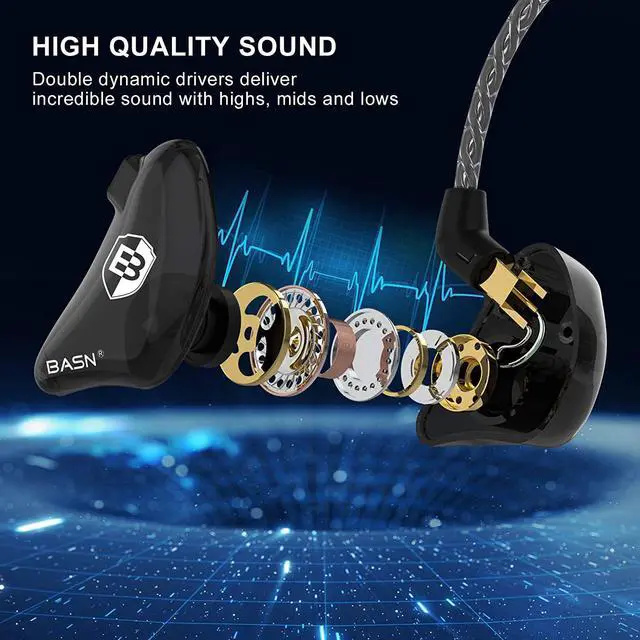 Alt view image 2 of 6 - BASN Bsinger BC100 in Ear Monitor Headphones Universal Fit Noise Isolating IEM Earphones for Musicians Singers Studio Audiophiles (Black)