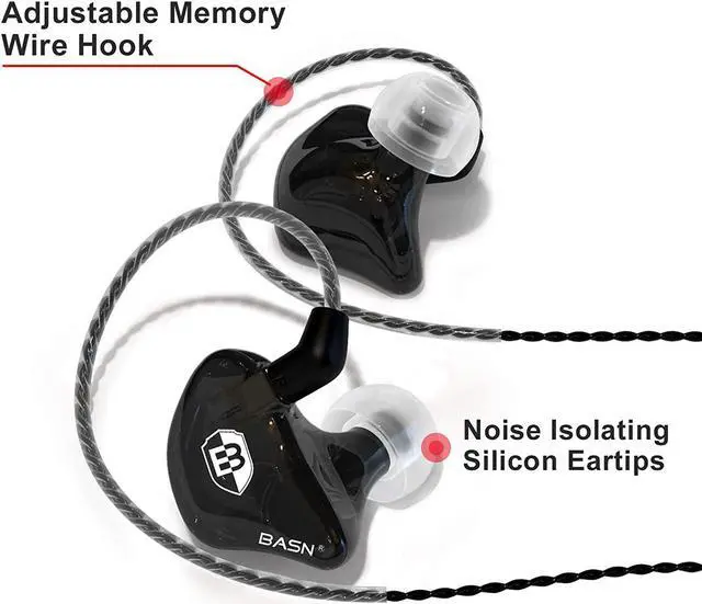 Alt view image 5 of 6 - BASN Bsinger BC100 in Ear Monitor Headphones Universal Fit Noise Isolating IEM Earphones for Musicians Singers Studio Audiophiles (Black)