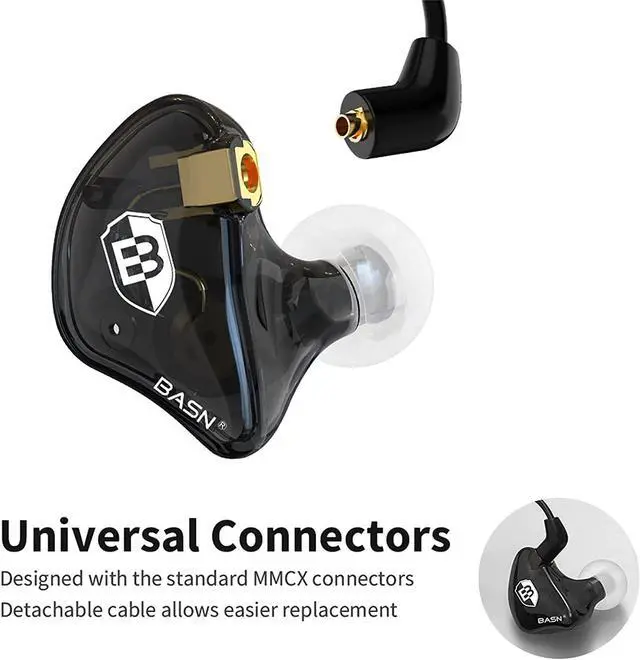 Alt view image 3 of 7 - Bsinger PRO in Ear Monitor Headphones for Musicians, Dynamic Driver Noise Isolating Earphones with 2 Detachable MMCX Cables (Black)