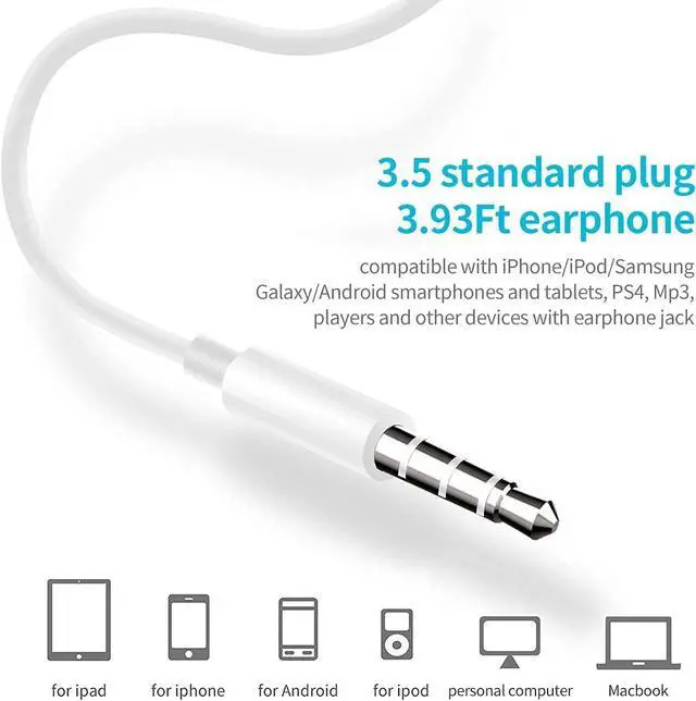 Alt view image 4 of 7 - Wired Earbuds Pack of 4, in-Ear Wired Earphones with Microphone Volume Control, Powerful Heavy Bass, High Definition, Headphones Compatible with Android, iPhone, iPod, iPad, MP3 and Most 3.5mm Jack