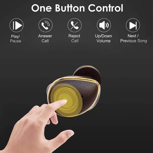 Alt view image 4 of 7 - Jungle Beat | True Wireless Earbuds with Memory Foam Tips Included | Heavy Bass Sweat Proof Bluetooth Dual Earpieces with Microphones & Charging Case 18 HR Playtime | 3D Stereo Sound (Gold)