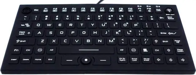 Alt view image 4 of 7 - DSI Compact LED Backlit Keyboard with Integrated Mouse Button IP68 Waterproof Silicone IKB850BL