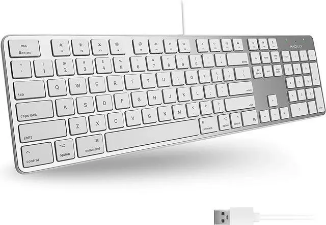Alt view image 2 of 7 - Macally Ultra Slim Wired Keyboard, a Silent Wired Mouse, and an Ergonomic Laptop Stand, Excellent Apple Accessories
