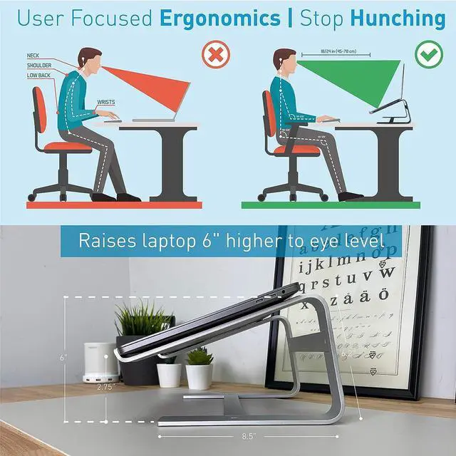 Alt view image 6 of 7 - Macally Ultra Slim Wired Computer Keyboard, Silent Wired Mouse, and a Ergonomic Laptop Stand, All Your Office Needs