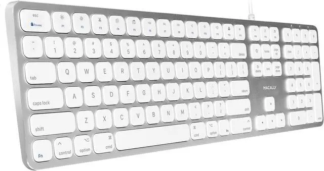 Alt view image 2 of 7 - Macally Wired Mac Keyboard, Silent USB Mouse and an Ergonomic Laptop Stand, Ultimate Workspace Trio