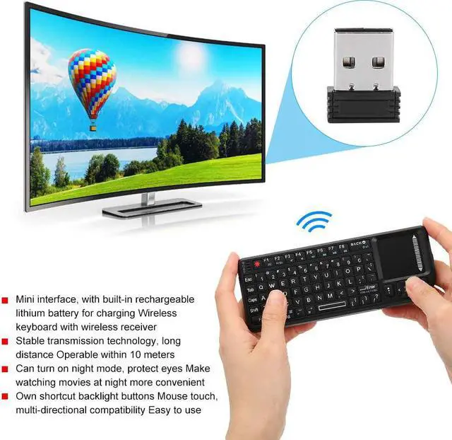 Alt view image 3 of 7 - Lazmin112 Wireless Mini Keyboard,Neutral Founctional, Keyboard,Touchpad Threeinone Multifunctional Wireless Keyboard 2.4G Mouth Touchpad Floating Operation