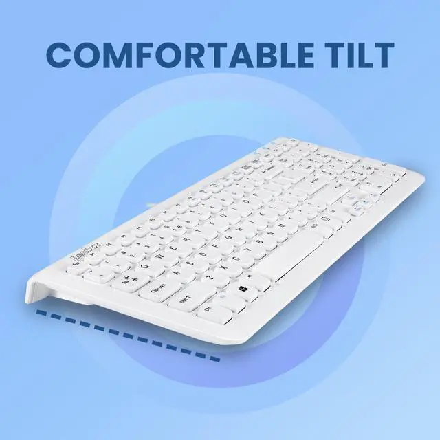 Alt view image 6 of 7 - Perixx PERIBOARD-208W US, Wired Compact Design USB Keyboard - 15.28x5.39x0.91 Inches with Number Pad - Glossy White - US English
