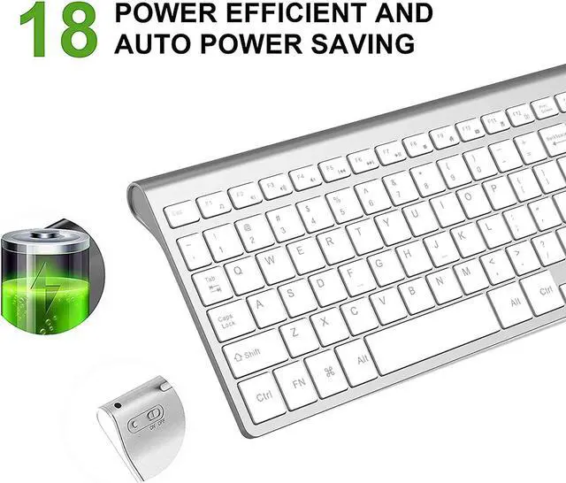 Alt view image 2 of 6 - Wireless Keyboard, J JOYACCESS 2.4G Slim Compact Full Size Wireless Keyboard-for PC, Mac,iMacDesktop, Computer, Laptop, Smart TVWindows XP/Vista/7/8/10 by J JOYACCESS-Silver and White