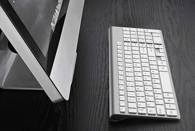 Alt view image 6 of 6 - Wireless Keyboard, J JOYACCESS 2.4G Slim Compact Full Size Wireless Keyboard-for PC, Mac,iMacDesktop, Computer, Laptop, Smart TVWindows XP/Vista/7/8/10 by J JOYACCESS-Silver and White