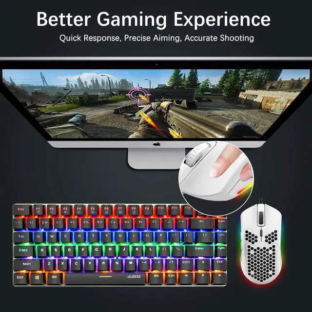 Alt view image 7 of 7 - Lightweight Wired Gaming Mouse with 7 Button 26RGB Backlit Programmable Driver PAW3325 12000 DPI Optical Sensor Ultralight Ergonomic 65G Honeycomb Shell Ultraweave Cable for PC Xbox PS4 Gamer(White)