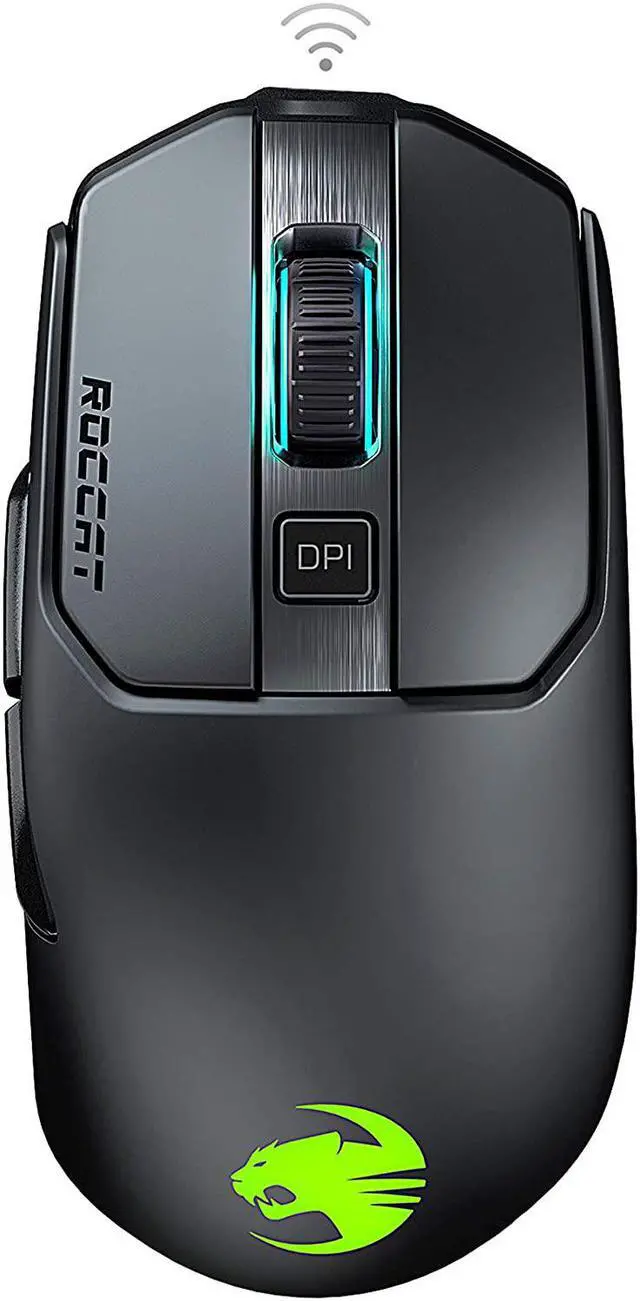 Main image of ROCCAT Kain 200 Wireless PC Gaming Mouse, AIMO RGB Backlit Lighting, Owl-Eye Optical Sensor, Ergonomic Mouse Feel, 5 Side Buttons, Adjustable Up to 16,000 DPI, Up to 50 Hour Battery Life, Black