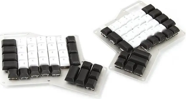 Alt view image 2 of 4 - YMDK DSA Profile PBT White Black Top Print Keycap Set for Ergo Ergodox Planck Preonic Lily 58 Keyboard (Only Keycap) (Top Print)