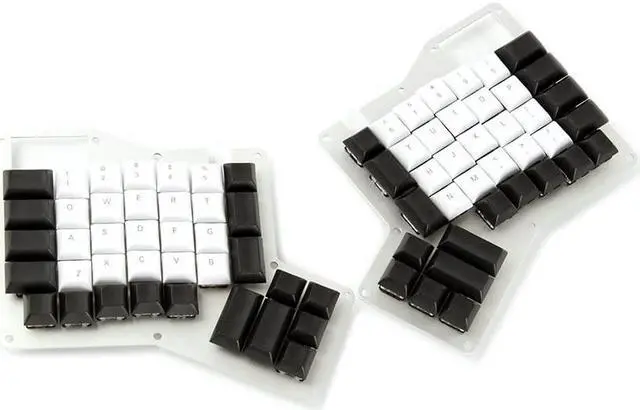 Alt view image 3 of 4 - YMDK DSA Profile PBT White Black Top Print Keycap Set for Ergo Ergodox Planck Preonic Lily 58 Keyboard (Only Keycap) (Top Print)