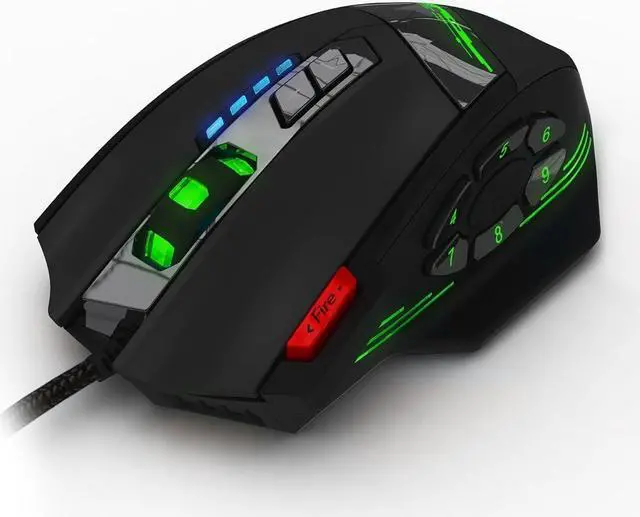 Alt view image 4 of 7 - 12 Programmable Buttons C12 Gaming Mouse, AFUNTA Laser Double-Speed Adjustment 8000DPI Mice Support 4 Level Switch