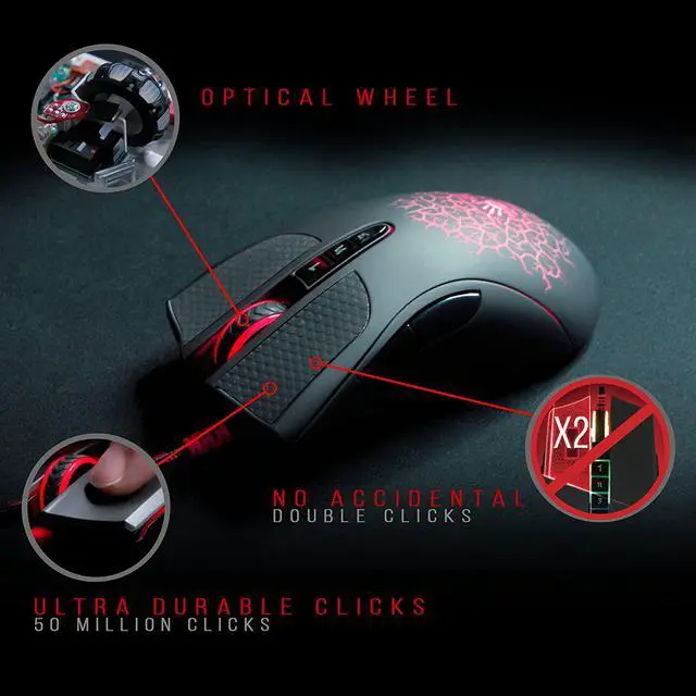 Alt view image 3 of 5 - Bloody AL90 Optical Gaming Mouse with Light Strike (LK) Optical Switch & Scroll - 8 Programmable Buttons and Advanced Macros - Ergonomic Right Hand Grip - Button Grips - Colored Profile Selection