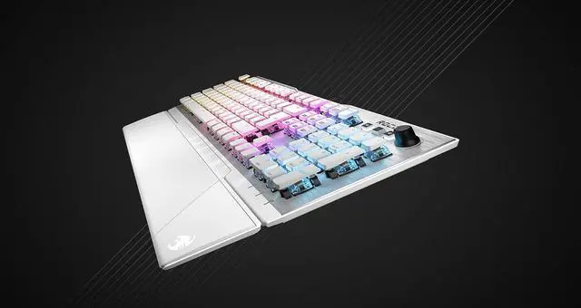 Alt view image 5 of 6 - ROCCAT Kone XP Air \u2013 Wireless Customizable Ergonomic RGB Gaming Mouse & AIMO RGB Lighting, 4D Wheel \u2013 White & Vulcan 122 Mechanical PC Tactile Gaming Keyboard, Titan Switch, White/Silver