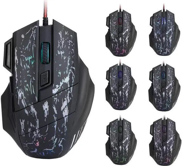 Alt view image 6 of 7 - FastUU Gaming Mouse, 7 Buttons 5 Adjustable DPI USB Black Wired Game Gaming Mouse 7 Colors Ergonomic Optical Computer Gaming Mice for Windows 7/8 / 2000 / XP/Vista, for Mac OS and Above