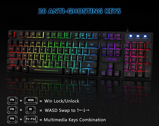 Gaming Keyboard Mouse and Headset with mic Combo USB Wired RGB Backlit  Gamer Bundle Compatible with PC Windows 7/8/10/11 Xbox one PS4 PS5(Black)