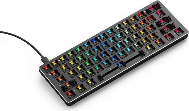 Alt view image 2 of 6 - Glorious Custom Gaming Keyboard - GMMK 60% Percent Compact Barebone - USB C Wired Mechanical Keyboard Kit - RGB Hot Swappable Switches & Keycaps - Black Metal Top Plate