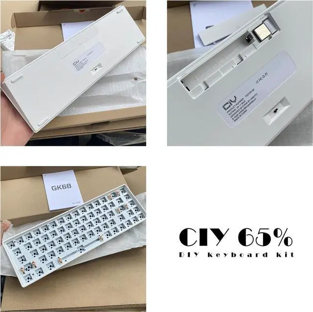 Alt view image 2 of 7 - CIY GK68 Dual Mode Wireless Hotswap Keyboard Kit, DIY 65% Keyboard, Bluetooth 5.0/2.4G Wireless, Replaceable MX Switch 5Pin/3Pin, ABS Shell,Metal Positioning Plate, Sound Insulation Mat(White)