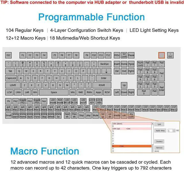 Alt view image 7 of 7 - One Handed Macro Mechanical Keyboard Blue LED Backlit Portable Mini One-Handed Mechanical Gaming Keypad OSU! Keyboard 9 Fully Programmable Keys Black/Blue Switches/Blue LED