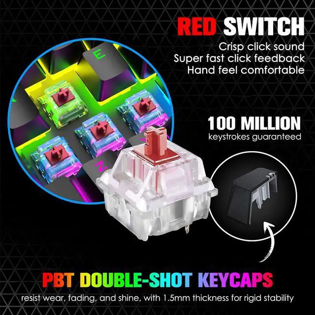 Alt view image 5 of 7 - 60% Gaming Keyboard and Mouse and Mouse pad Combo,3 in 1 Wired RGB Backlight Bundle with Mechanical Keyboard,12000 DPI Mouse for PC Gamers,Xbox,PS4 Users(White)