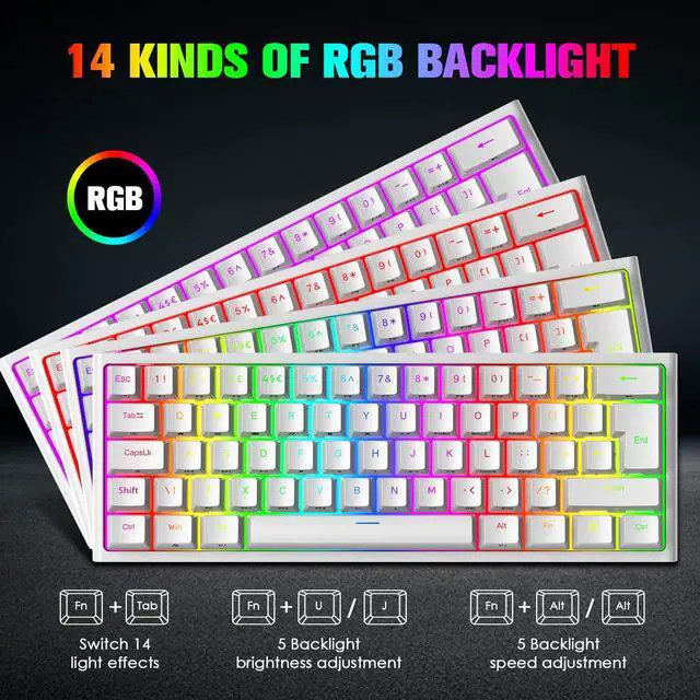 Alt view image 4 of 7 - 60% Gaming Keyboard and Mouse and Mouse pad Combo,3 in 1 Wired RGB Backlight Bundle with Mechanical Keyboard,12000 DPI Mouse for PC Gamers,Xbox,PS4 Users(White)