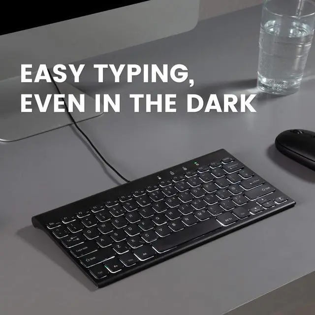 Alt view image 2 of 7 - Perixx PERIBOARD-429 US Wired Mini Backlit Keyboard - Thin and Silent Scissor Keys - White Backlight Color - US English